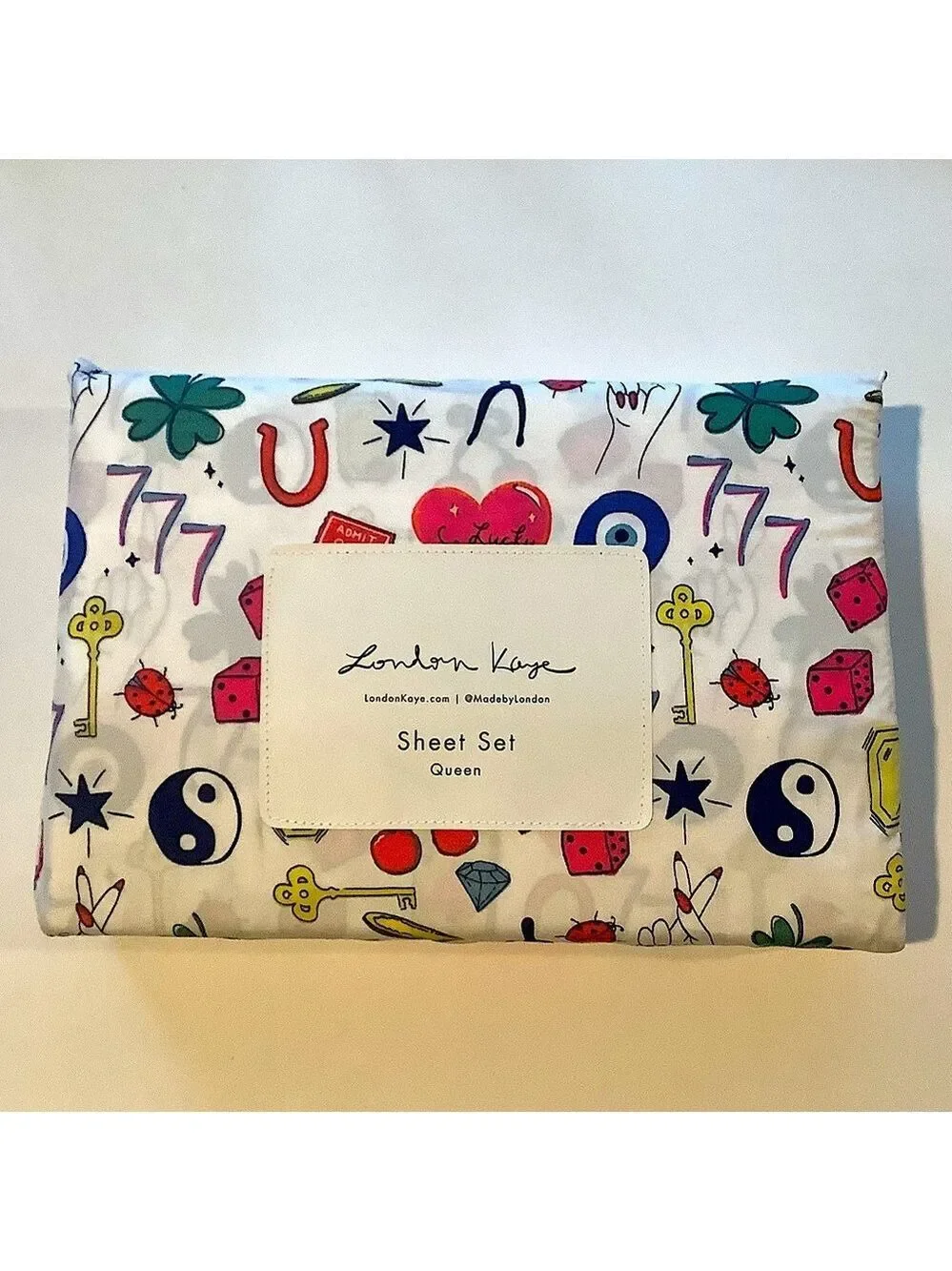 London Kaye Lucky Girl 4 Piece Queen Sheet Set New